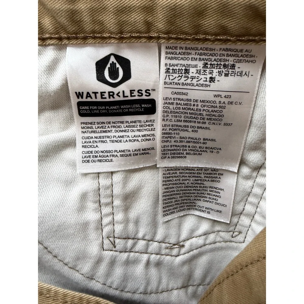 Levi's 514 Straight Fit Pants Mens Tan Khaki‎ WaterLess 34x29